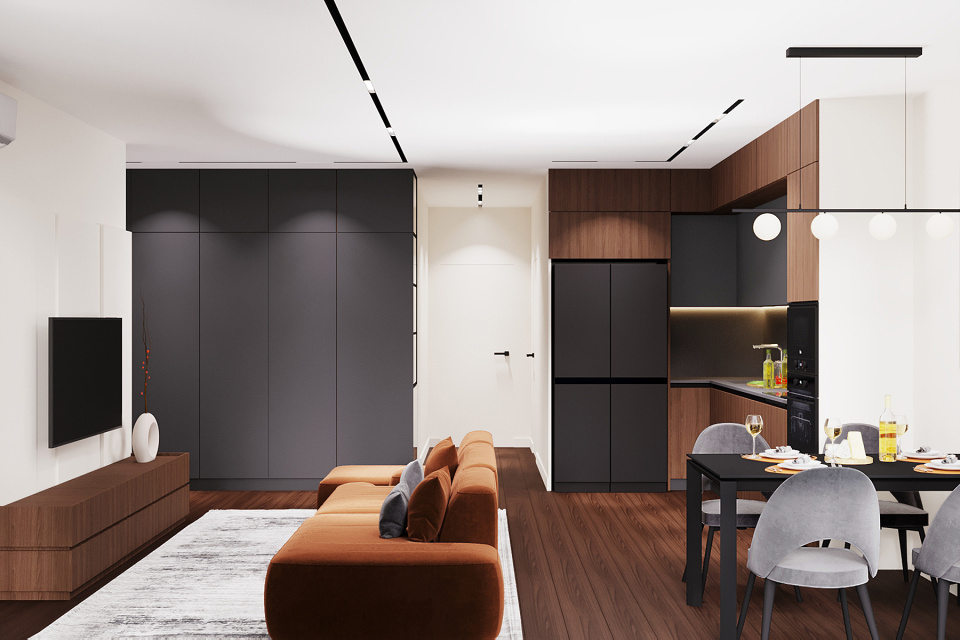 Design of a 2-room apartment in Respublika residential complex 75m2