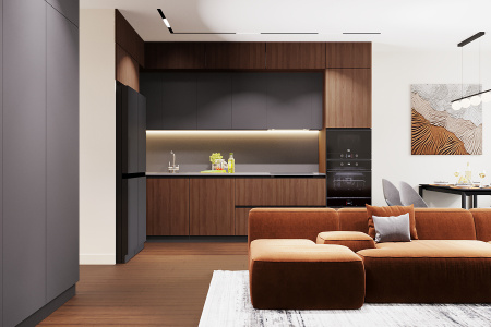 Design of a 2-room apartment in Respublika residential complex 75m2