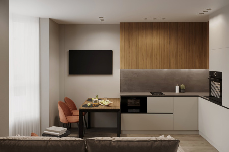 Design of a one-room apartment in the Grand Bourget residential complex, Bucha